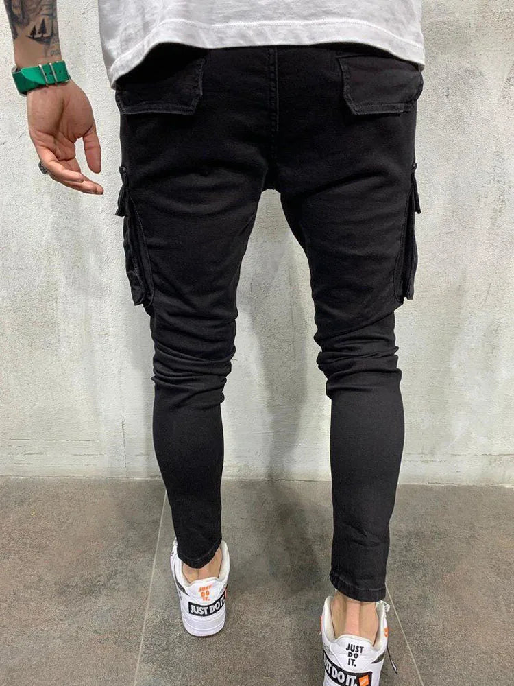 Men Stretchy Multi-pocket Skinny Jeans