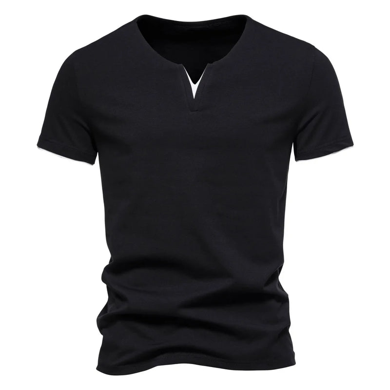 Mens Short Sleeve Henley Shirts Casual Cotton Slim Fit