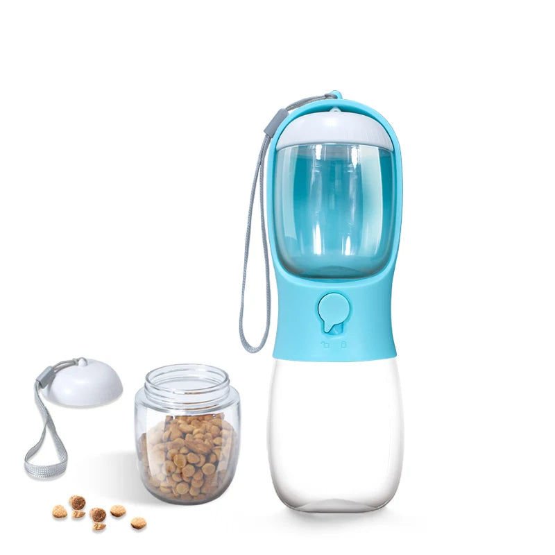 Water Bottle with Portable Pet Food Dispenser