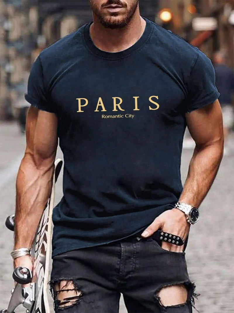 Paris Romantic City Letter Graphic Print T-Shirt Summer