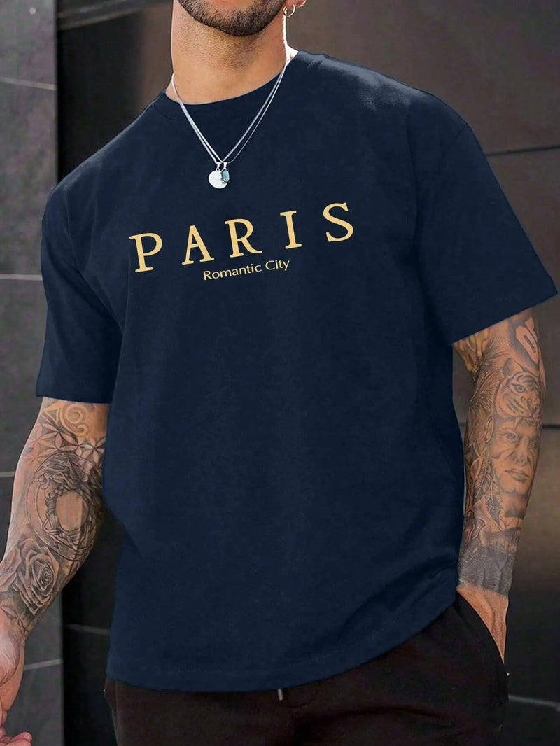 Paris Romantic City Letter Graphic Print T-Shirt Summer