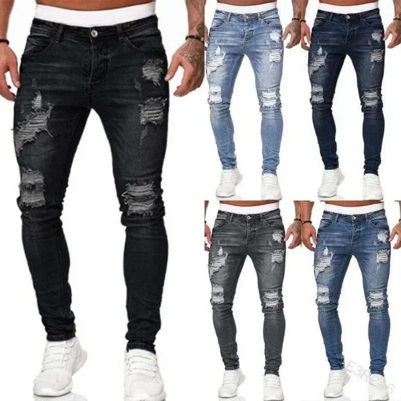 2024 New Retro Ripped Pencil Small Foot Skinny Jeans