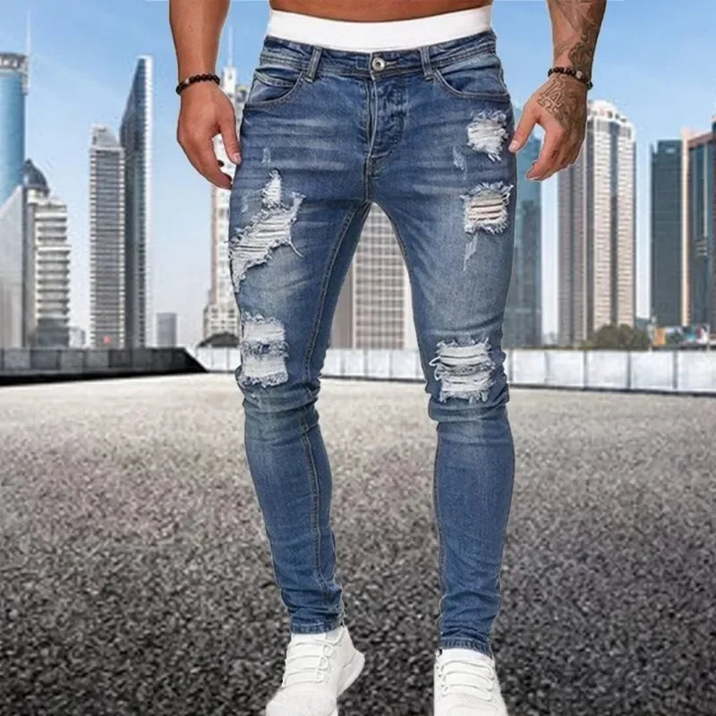 2024 New Retro Ripped Pencil Small Foot Skinny Jeans